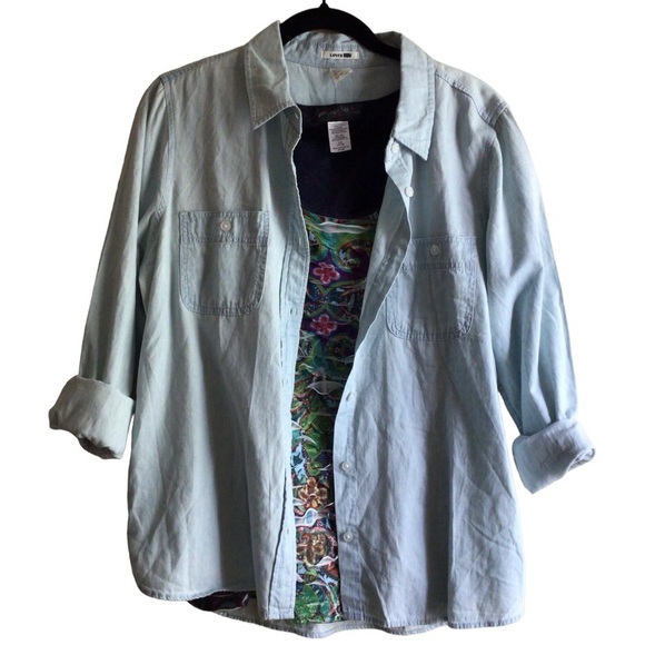 Appropriate Behavior Sleeveless Top Ruffled Front Tank Top Blue Size L (12/14 - Picture 7 of 8